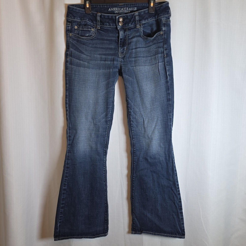 American Eagle High Rise Super Stretch Artist Flare Jeans Women's Size 12 Blue